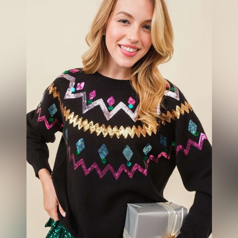 Multi color sequin sweater